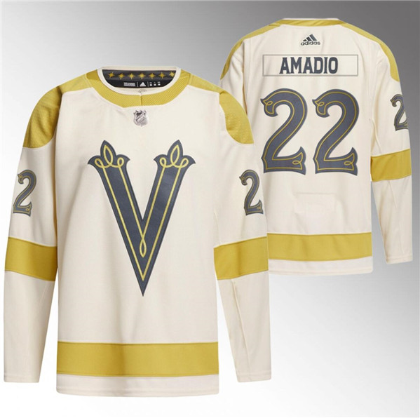 Men's Vegas Golden Knights #22 Michael Amadio Cream 2024 Winter Classic Breakaway Stitched Jersey