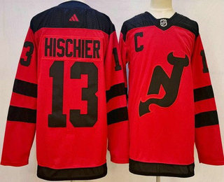 Men's New Jersey Devils #13 Nico Hischier Red 2024 Stadium Series Authentic Jersey