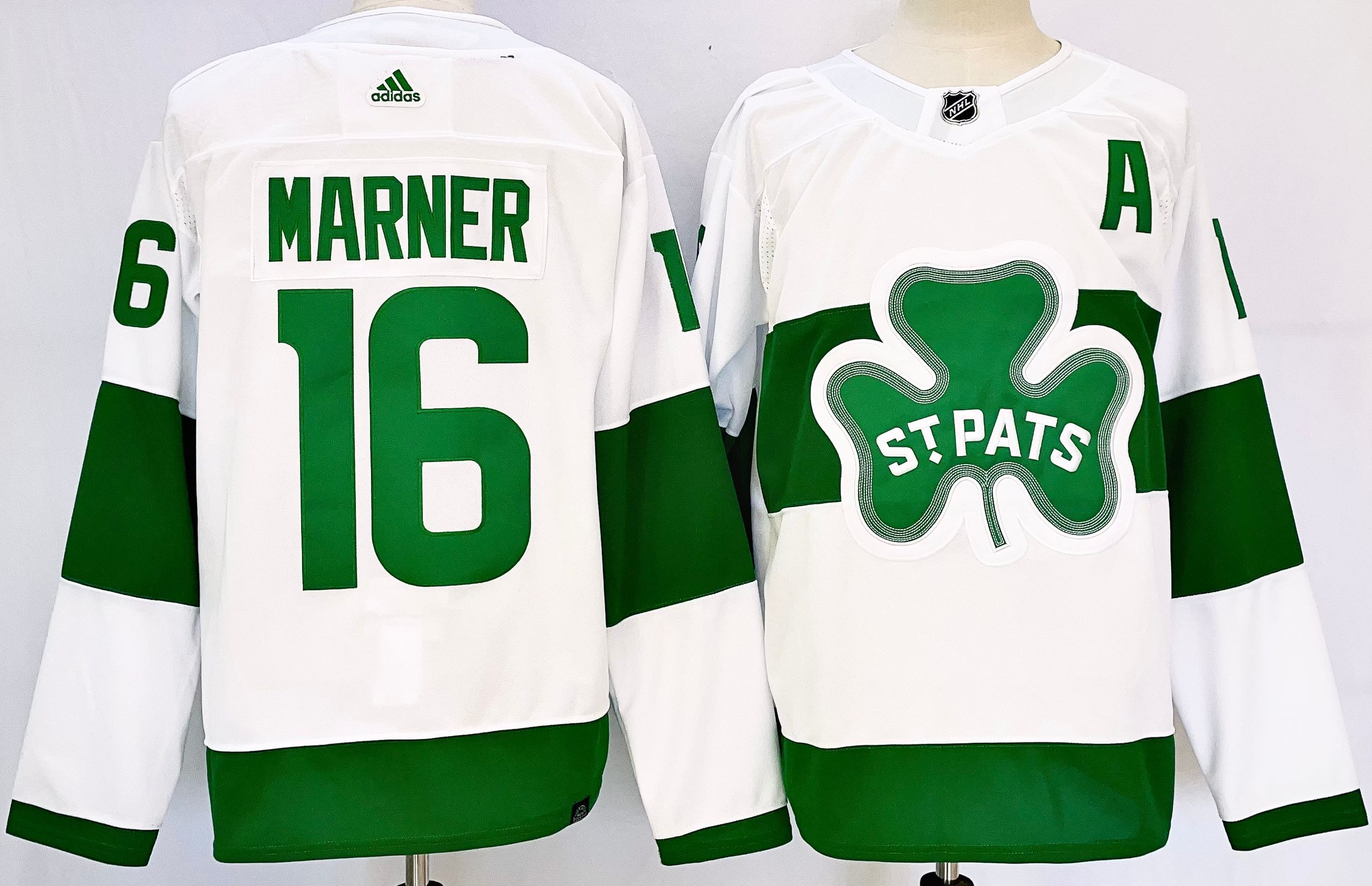 Men's Toronto Maple Leafs #16 Mitch Marner White St Patricks Authentic Jersey