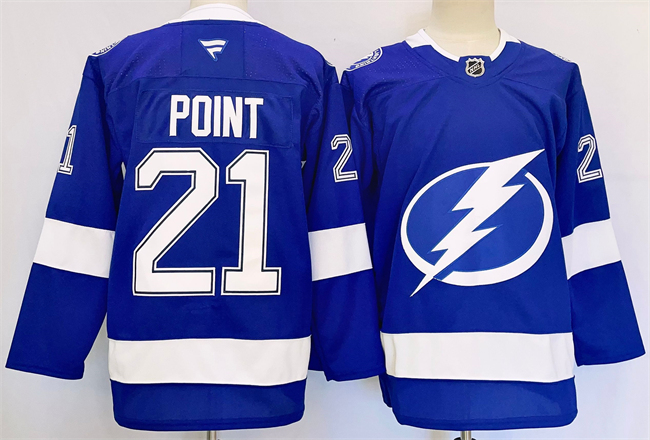 Men's Tampa Bay Lightning #21 Brayden Point 2024-25 Blue Stitched Jersey