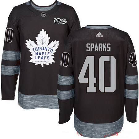 Men's Toronto Maple Leafs #40 Garret Sparks Black 100th Anniversary Stitched NHL 2017 adidas Hockey Jersey