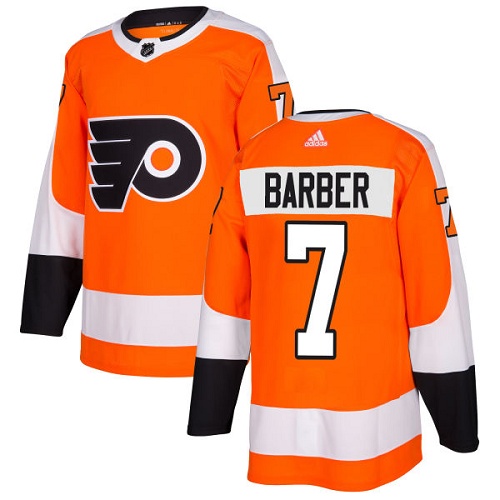 Adidas Philadelphia Flyers #7 Bill Barber Orange Home Authentic Stitched NHL Jersey