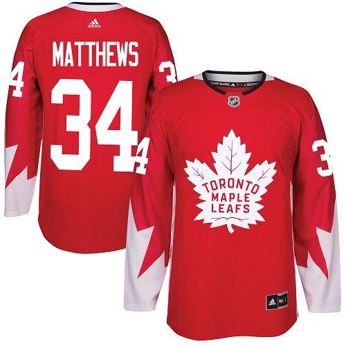 Adidas Toronto Maple Leafs #34 Auston Matthews Red Team Canada Authentic Stitched NHL Jersey