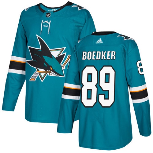 Adidas Sharks #89 Mikkel Boedker Teal Home Authentic Stitched NHL Jersey