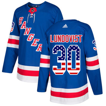 Adidas Rangers #30 Henrik Lundqvist Royal Blue Home Authentic USA Flag Stitched NHL Jersey