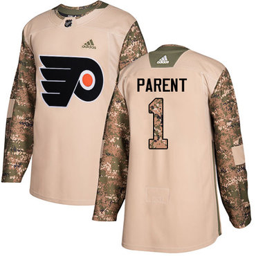 Adidas Flyers #1 Bernie Parent Camo Authentic 2017 Veterans Day Stitched NHL Jersey