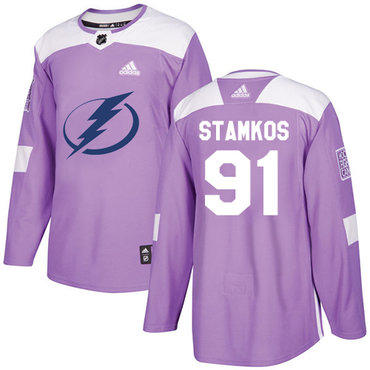 Adidas Lightning #91 Steven Stamkos Purple Authentic Fights Cancer Stitched NHL Jersey