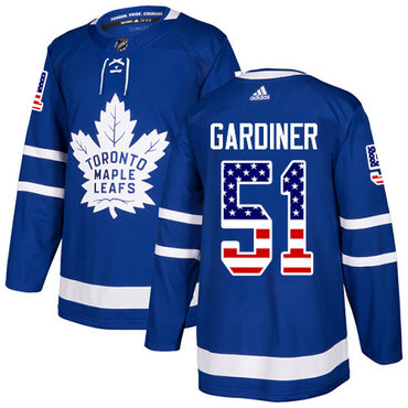 Adidas Maple Leafs #51 Jake Gardiner Blue Home Authentic USA Flag Stitched NHL Jersey