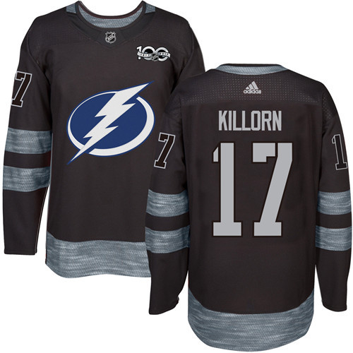 Adidas Lightning #17 Alex Killorn Black 1917-2017 100th Anniversary Stitched NHL Jersey