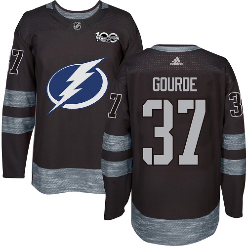 Adidas Lightning #37 Yanni Gourde Black 1917-2017 100th Anniversary Stitched NHL Jersey