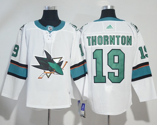 Adidas San Jose Sharks #19 Joe Thornton White Road Authentic Stitched NHL Jersey