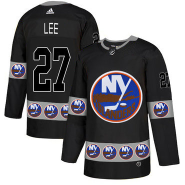 Men's New York Islanders #27 Anders Lee Black Team Logos Fashion Adidas Jersey