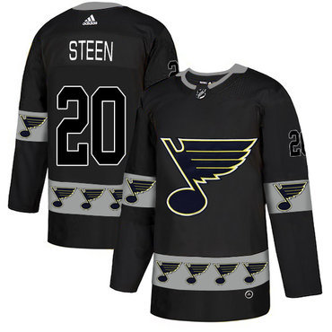 Men's St. Louis Blues #20 Alexander Steen Black Team Logos Fashion Adidas Jersey