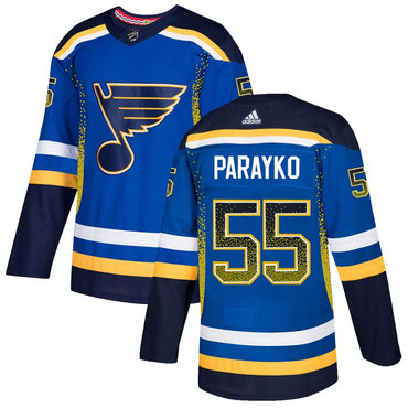 Men's St. Louis Blues #55 Colton Parayko Royal Drift Fashion Adidas Jersey