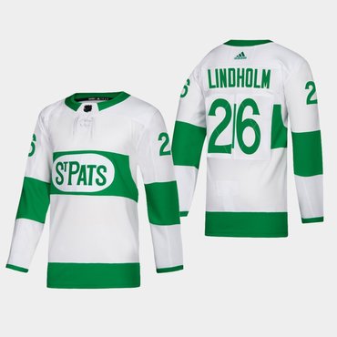 Men's Toronto Maple Leafs #26 Par Lindholm Toronto St. Pats Road Authentic Player White Jersey