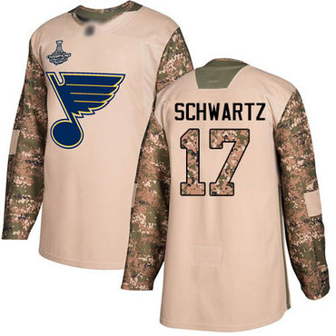 Blues #17 Jaden Schwartz Camo Authentic 2017 Veterans Day Stanley Cup Champions Stitched Hockey Jersey