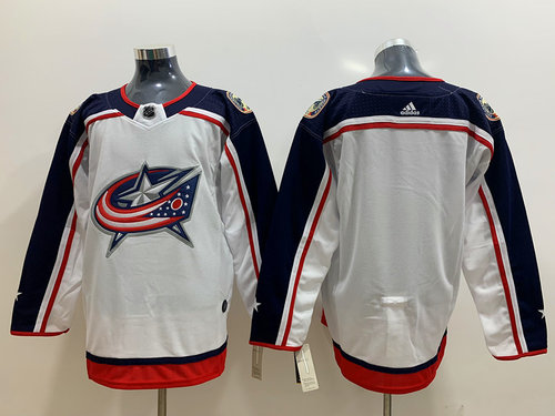 Men's Columbus Blue Jackets Blank White Adidas Jersey