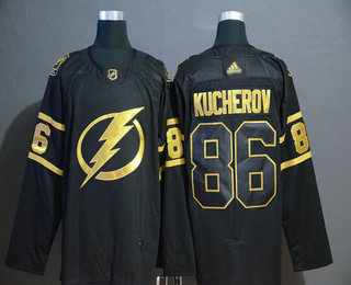 Men's Tampa Bay Lightning #86 Nikita Kucherov Black Golden Adidas Stitched NHL Jersey