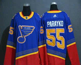 Men's St. Louis Blues #55 Colton Parayko Blue Adidas Stitched NHL Throwback Jersey