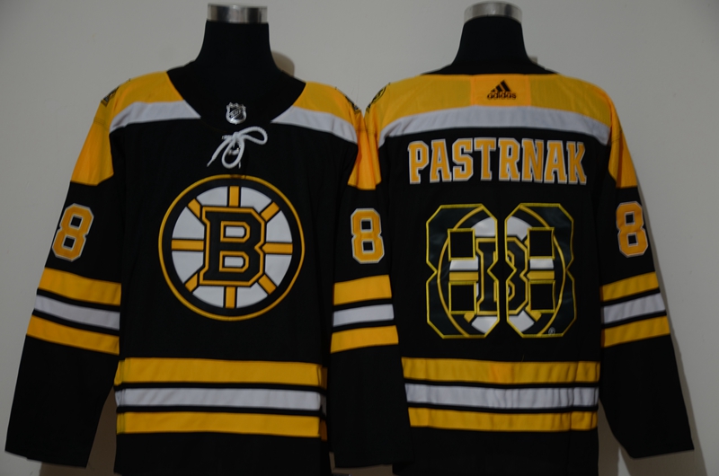 Men's Boston Bruins #88 David Pastrnak Black With Team Logo Adidas Stitched NHL Jersey