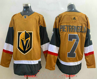 Men's Vegas Golden Knights #7 Alex Pietrangelo Gold 2020-21 Alternate Stitched Adidas Jersey