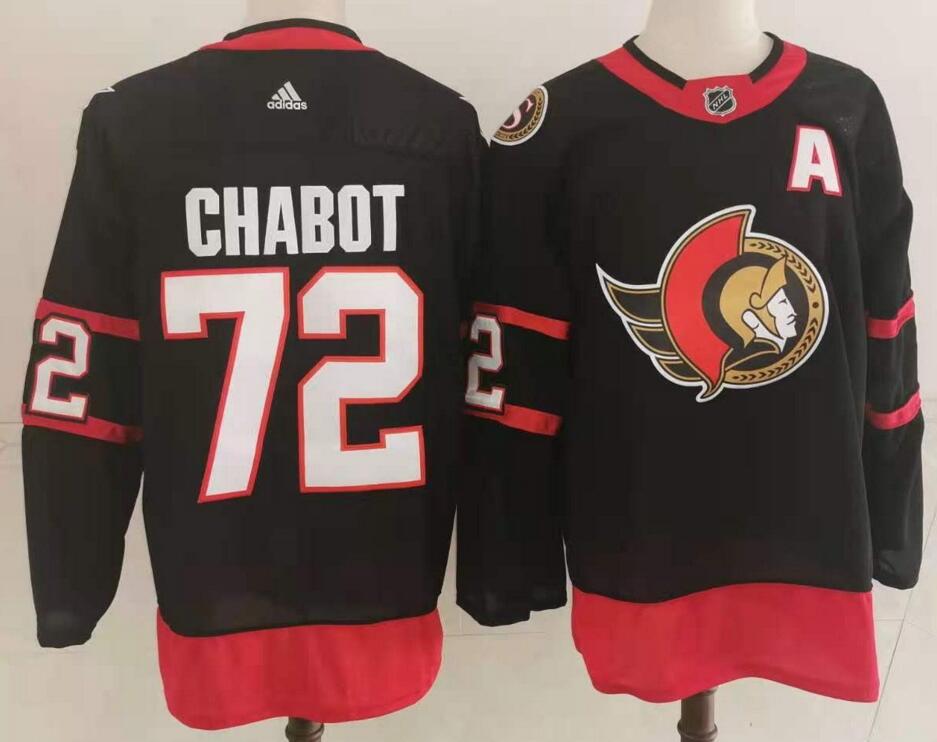 Men's Ottawa Senators #72 Thomas Chabot Black Adidas 2020-21 Stitched NHL Jersey