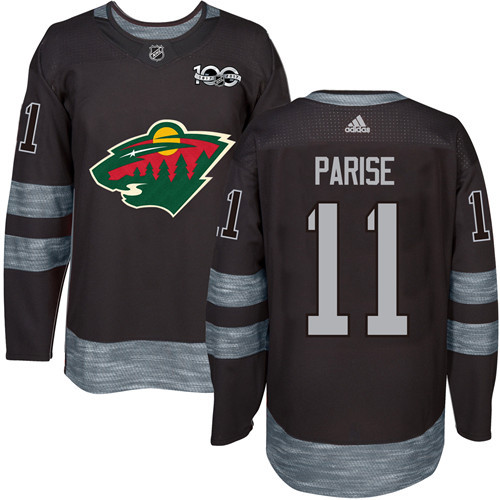 Wild #11 Zach Parise Black 1917-2017 100th Anniversary Stitched NHL Jersey