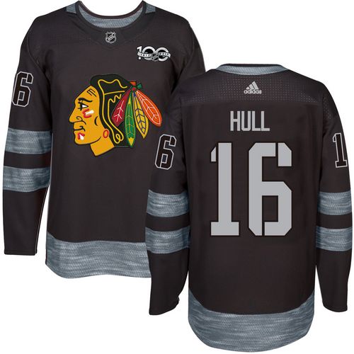 Blackhawks #16 Bobby Hull Black 1917-2017 100th Anniversary Stitched NHL Jersey