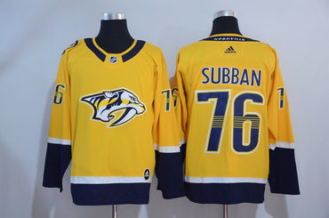 Men's Nashville Predators #76 P. K. Subban Yellow 2017-2018 adidas Hockey Stitched NHL Jersey