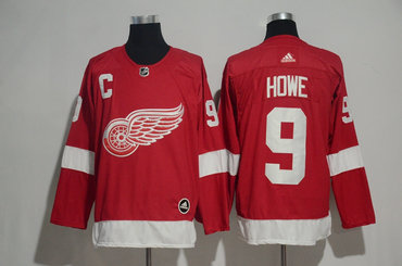 Men's Detroit Red Wings #9 Gordie Howe Red Home 2017-2018 adidas Hockey Stitched NHL Jersey