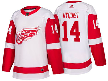 Men's Detroit Red Wings #14 Gustav Nyquist White 2017-2018 adidas Hockey Stitched NHL Jersey