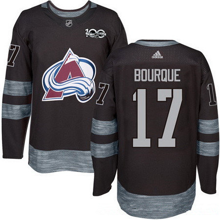 Men's Colorado Avalanche #17 Rene Bourque Black 100th Anniversary Stitched NHL 2017 adidas Hockey Jersey