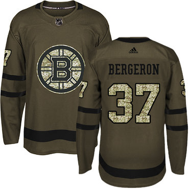 Adidas Bruins #37 Patrice Bergeron Green Salute to Service Stitched NHL Jersey