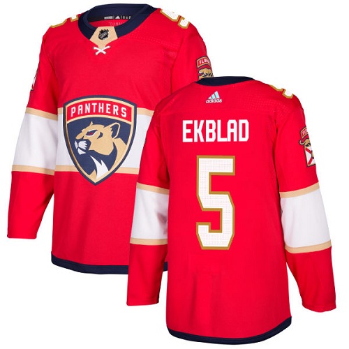 Adidas Panthers #5 Aaron Ekblad Red Home Authentic Stitched NHL Jersey