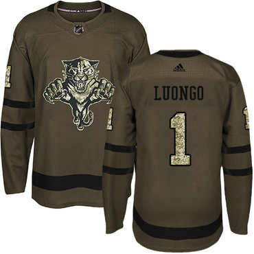 Adidas Panthers #1 Roberto Luongo Green Salute to Service Stitched NHL Jersey