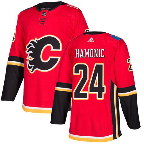 Adidas Flames #24 Travis Hamonic Red Home Authentic Stitched NHL Jersey