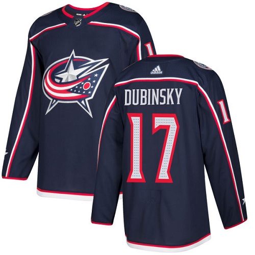 Adidas Blue Jackets #17 Brandon Dubinsky Navy Blue Home Authentic Stitched NHL Jersey