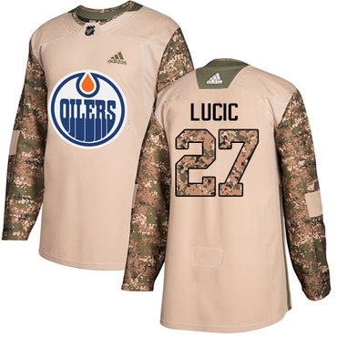 Adidas Edmonton Oilers #27 Milan Lucic Camo Authentic 2017 Veterans Day Stitched NHL Jersey