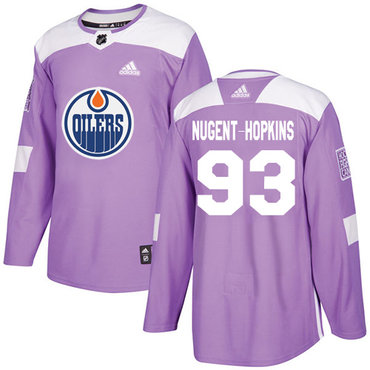 Adidas Edmonton Oilers #93 Ryan Nugent-Hopkins Purple Authentic Fights Cancer Stitched NHL Jersey