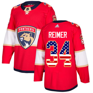 Adidas Panthers #34 James Reimer Red Home Authentic USA Flag Stitched NHL Jersey