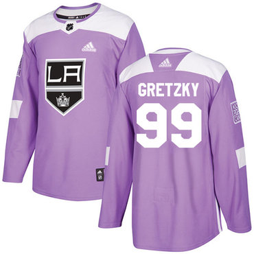 Adidas Kings #99 Wayne Gretzky Purple Authentic Fights Cancer Stitched NHL Jersey