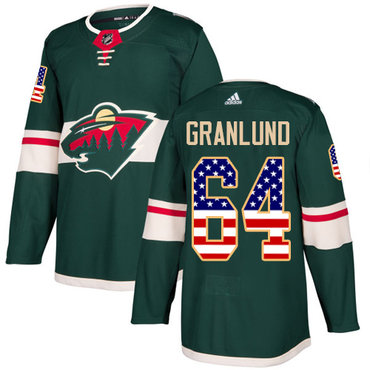 Adidas Wild #64 Mikael Granlund Green Home Authentic USA Flag Stitched NHL Jersey