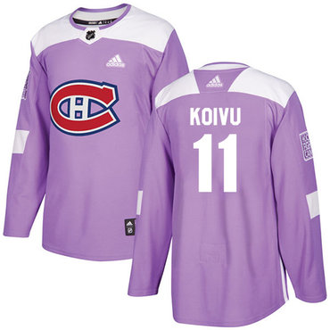 Adidas Canadiens #11 Saku Koivu Purple Authentic Fights Cancer Stitched NHL Jersey