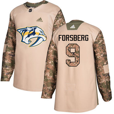 Adidas Predators #9 Filip Forsberg Camo Authentic 2017 Veterans Day Stitched NHL Jersey