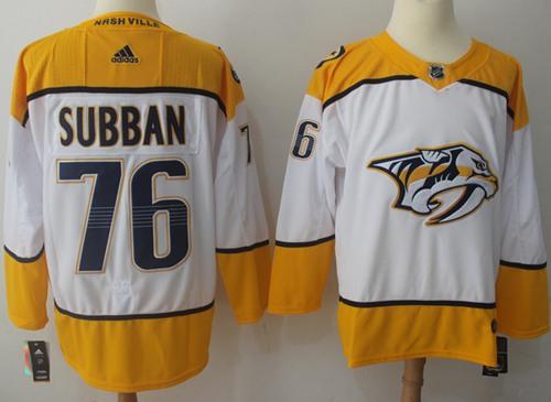 Adidas Predators #76 P.K Subban White Road Authentic Stitched NHL Jersey