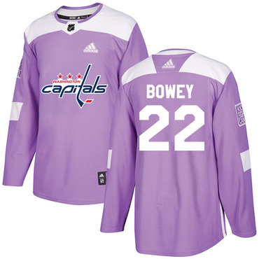 Adidas Capitals #22 Madison Bowey Purple Authentic Fights Cancer Stitched NHL Jersey