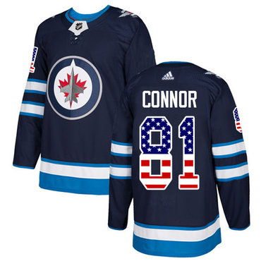 Adidas Jets #81 Kyle Connor Navy Blue Home Authentic USA Flag Stitched NHL Jersey