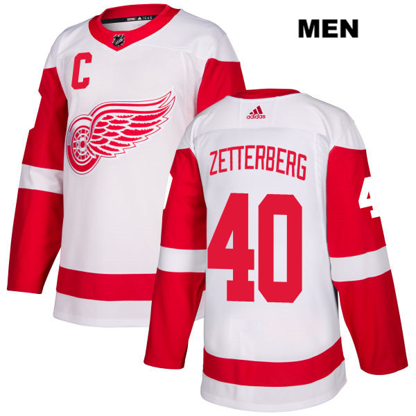 Mens Adidas Detroit Red Wings #40 Henrik Zetterberg White Away Authentic NHL Jersey