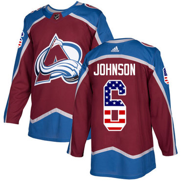 Adidas Colorado Avalanche #6 Erik Johnson Burgundy Red USA Flag Fashion NHL Jersey