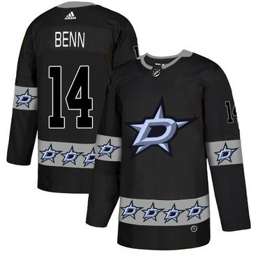 Men's Dallas Stars #14 Jamie Benn Black Team Logos Fashion Adidas Jersey